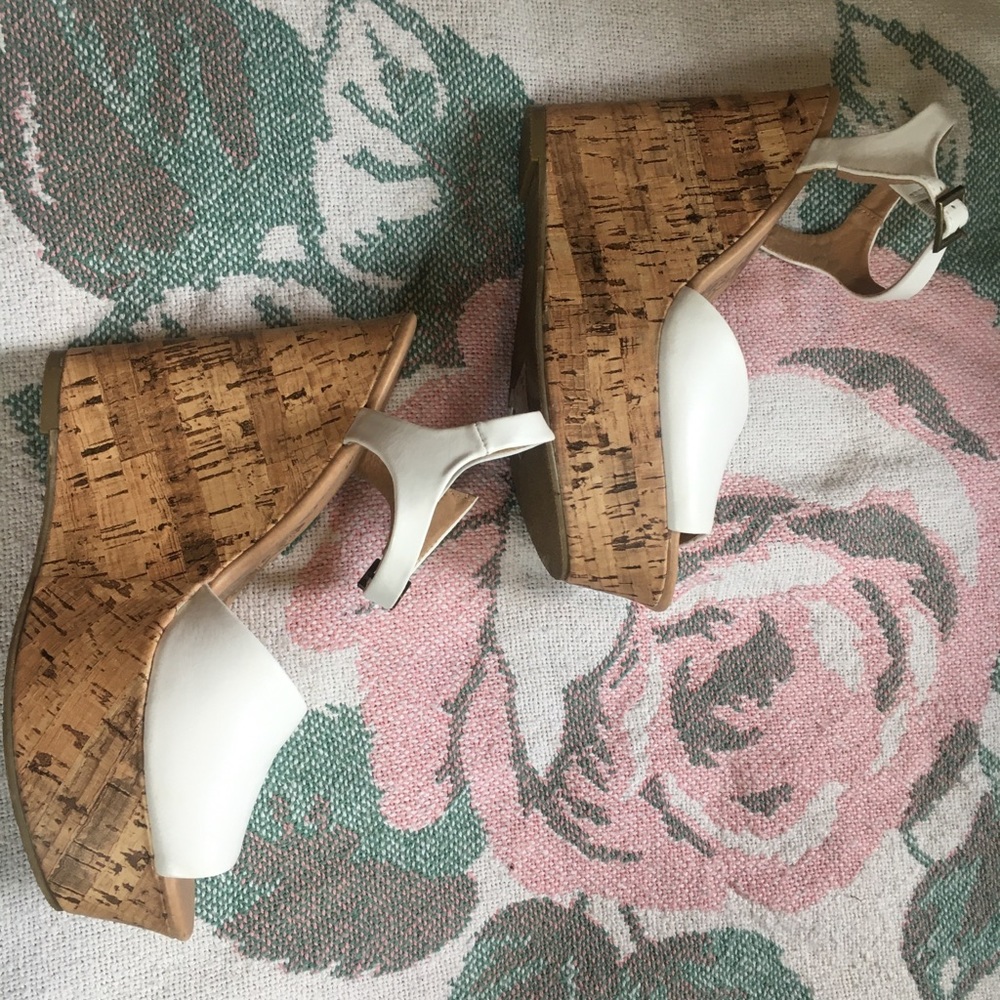 White summer wedges